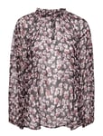 Second Female Beautiful Printed Blouse With Volumized Sleeves, F Rills Aro Blus Långärmad Multi/mönstrad [Color: BLACK ][Sex: Women ][Sizes: XS,S,M,L,XL ]