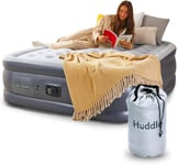 Huddle Lite Blow-Up Air Bed with Built-In Pump – Inflatable Mattress, Flocked –