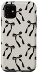 Coque pour iPhone 11 Esthétique Berce de Ruban Noir Sur Motif de Ruban Beige