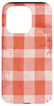 Coque pour iPhone 15 Pro Motif à carreaux vintage rose avec couleur unie orange rouille