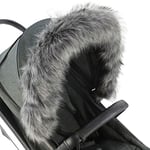 For-Your-Little-One Capuche en fourrure pour landau compatible avec Hybird, gris foncé