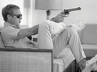 Art Group WDC92084 The Time Life Steve McQueen Takes Aim Canvas Print, Wood, Multi-Colour, 30 x 40 x 1.3 cm