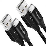 etguuds USBC Charger Cable 1M, 2Pack USB C to USB Cable 3A Fast Charging Braided USB Type C Lead for iPhone 15 Pro Max Samsung Galaxy S23 S22 S21 S20 S10 S9 A20e A15 A50 -Black