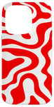 Coque pour iPhone 14 Pro Simple abstrait rouge et blanc ondulé tourbillon