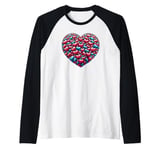 Cute Heart with Flowers and Hearts for Valentine's Day Raglan Baseball Tee