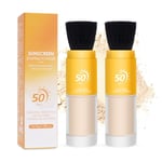 Powder Sunscreen for Scalp, 2Pcs SPF 50 Mineral Powder Sunscreen Brush for Face, Oil Control Natural Matte, Lasting Lightweight Breathable, Sunscreen Setting Powder Suitable For All Types Of Skin