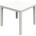 Frankystar - Bali - Table à lattes en résine blanche avec finition effet bois 3D. Table de salle à manger d'extérieur 2/4 places. 78x78x72H cm