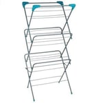 AQUA GREEN FOLDING CLOTHES AIRER HORSE INDOOR-OUTDOOR WASHING RACK (3 TIER 21M)