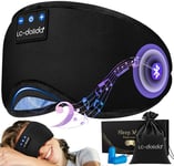 LC-dolida Masque de nuit Sommeil Coton Ecouteurs Bluetooth Innovant, Bandeau de Sommeil les Yeux Casque Sans Fil avec Bluetooth 5.4, Yoga Voyage Relaxation Bloque la Lumière Cadeau pour Homme Femme