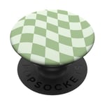 Motif damier classique ondulé vert sauge clair PopSockets PopGrip Interchangeable