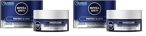 NIVEA MEN Protect & Care Crème Nourrissante Express (1 x 50 ml), Crème hydratante nourrissante pour les peaux sèches, soin visage quotidien pour homme (Lot de 2)