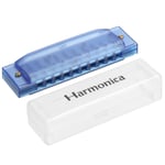 Clearly Colorful Translucent Harmonica 10 Holes Blue ABS Harp Mouth with PVC Box