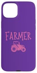 iPhone 15 Plus Pink Tractor Farmer Farm Girl Case