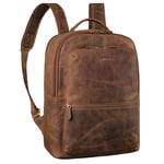 STILORD 'Tomke' Sac à Dos Ordinateur Cuir XL Business Laptop Backpack Grand Sac à Dos Travail avec de Nombreux Compartiments Vintage Cuir Véritable, Couleur:marron moyen