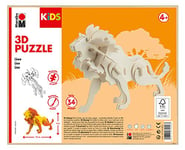 Marabu- Animal Kids Puzzle en Bois 3D Lion, 34 pièces, Environ 19,5 x 13 cm, 10124365