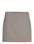 Mango Houndstooth Miniskirt Brun