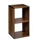 Meuble Etagère 2 cases de rangement effet bois foncé style Industriel H 67.5 cm