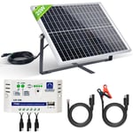 ECO-WORTHY kit de Panneau Solaire 25W 12V Mono Panneau Solaire PV 25W avec contrôleur 10A pour Voiture RV Accueil Batterie Charge