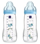 MAM 330ml Baby Feeding Bottles x 2- Blue