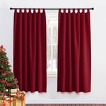 PONY DANCE Rideaux Thermique - Rideau Occultant Panneaux Tenture avec Pattes Prêt à Poser Isolation Lumineux Anti Froid et Chaleur Tissu Polyester, L 140 x H 175 cm, Rouge, Lot de 2