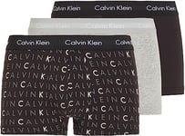 Calvin Klein Boxers Taille Basse Lot de 3 Homme Coton-Élasthanne, Multicolore (Black/Grey Heather/Subdued Logo), L