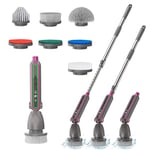 Cordless Electric Spin Scrubber,Quiet Bathroom Scrubber Cordless Cleaning Brush with Adjustable Brush Head Angle and Removable Long Handle,Pressure Sensitive Display,Dual Speeds,120Mins Work Time