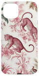 iPhone 15 Plus French Pink Toile Chinoiserie with Flowers, Leopards Case