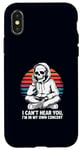 Coque pour iPhone X/XS I Can't Hear You I'm in My Own Concert Skeleton Music Lover