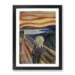 The Scream By Edvard Munch Classic Painting Framed Wall Art Print, Ready to Hang Picture for Living Room Bedroom Home Office Décor, Black A4 (34 x 25 cm)