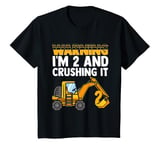 Youth Warning I'm 2 And Crushing It 2nd Birthday Construction T-Shirt