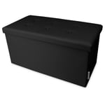 Banc Rangement. Coffre Rembourré et Pliable en Couleur Noire 76x38x38 Noir