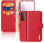 Samsung Galaxy S21+ (S21 plus) Plånboksfodral - Dux Ducis Äkta Läder Röd (RFID Skydd)