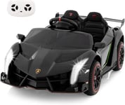 Voiture Electrique Enfant Ans 12V 1 Place Charge 30KG Lamborghini Télécommande Ports AUX et USB Multimédia Noir