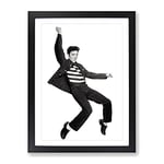 Elvis Presley The Jailhouse Rock Modern Framed Wall Art Print, Ready to Hang Picture for Living Room Bedroom Home Office Décor, Black A4 (34 x 25 cm)