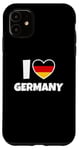 Coque pour iPhone 11 I Love Germany avec le drapeau allemand et le coeur