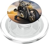 Grey Wolf Riding Chopper Moto PopSockets PopGrip pour MagSafe