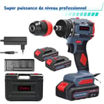 Ideko - Perceuse Visseuse Sans Fil rechargeables 21V avec 2 batterie1.3Ah 55nm moteur sans brosse 24 Accessoires batterie makita