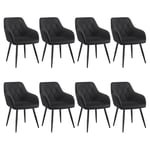 WOLTU Chaises Salle à Manger Lot de 8, Fauteuil Salon, Chaise Scandinave, Chaise de Cuisine en Velours, Assis Rembourré avec Accoudoirs et Dossier, Pieds en Métal, Noir, BH352sz-8