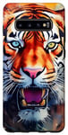 Coque pour Galaxy S10+ Cool Colorful Abstract Wild Tiger Spirit Graphic Design