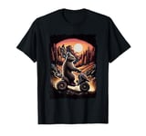 Retro Squirrel on ATV with Mountain Sunset Adventure Design T-Shirt