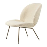 GUBI Beetle lounge chair - fully upholstered conic base Dora boucle 0002-antique brass
