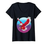 Womens Eagle flight wings retro gradient Bird powerful nature hawk V-Neck T-Shirt