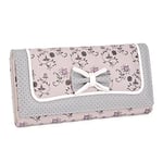 UTO Portefeuille Filles Pochette Porte-Carte Cas De Téléphone Poche À Fermeture Éclair Femmes Sac À MainGrande Capacité Bowknot Fleur Gris