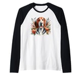 American English Coonhound Dog Halloween Watercolor Artwork Raglan Baseball Tee