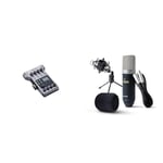 Zoom P4 PodTrak - Podcasting Mixer and Interface & Marantz Professional MPM-1000 - Studio Recording Condenser XLR Microphone with Desktop Stand and Cable – For Podcast and Streaming Projects