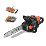 FUXTEC Tronçonneuse Sans Fil 2x20V FX-E2KS SET – Longueur de coupe 35 cm, 4,2 kg, Vitesse De Chaîne 15 m/s, avec 2 Batteries 2Ah et Double Chargeur Inclus