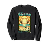 Visit Earth Best Beaches In The Galaxy Retro Space Art Sweatshirt