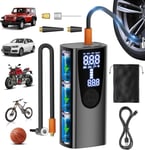 Mini Compresseur a Air Portatif 6000mAh,Gonfleur Pneus Voiture,Pompe a Velo 150 PSI avec Manomètre, Gonfleur Electrique pour Pneus de Voiture, Velo, Ballons, Matelas Gonflable, Airbag.[V166]