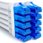 10x 1m CAT6 Set de Câbles Réseau - U-UTP RJ45 CAT-6 Câble LAN Câble Patch Ethernet Câble DSL Switch Routeur Modem Répéteur Panneau de Brassage - Blanc.[G349]