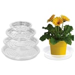 Linghhang - Lot de 5 soucoupes pour plantes, plateau de jardinière rond en plastique transparent pour l'intérieur et l'extérieur, 6 pouces